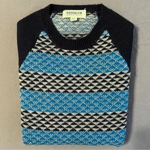 Brooklyn Industries 100% wool retro slim fit raglan sleeve sweater